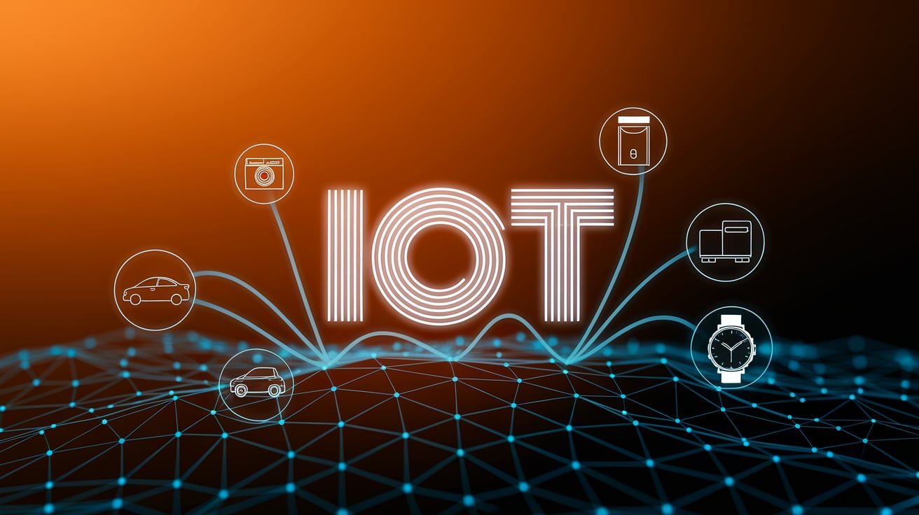 IoT icons and network graphic, representing Internet of Things